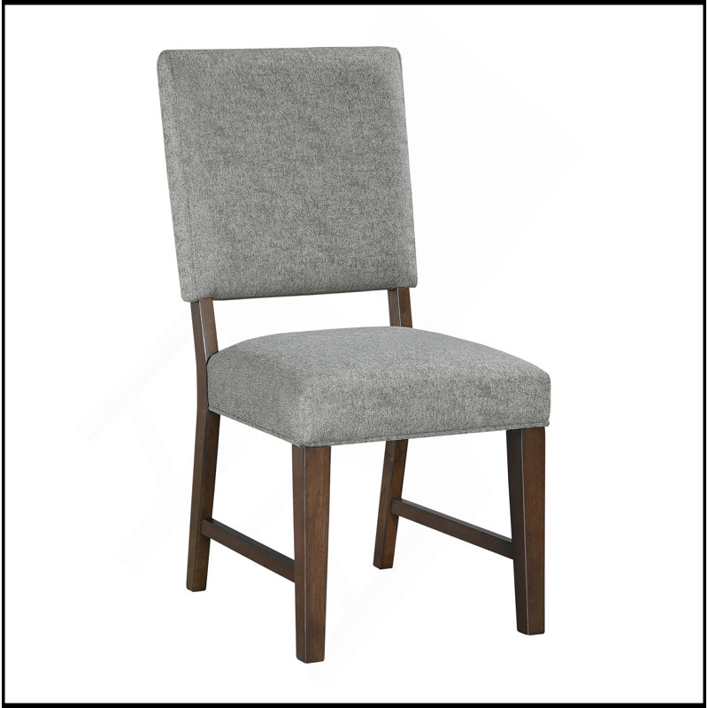 Ensemble de 2 chaises d'appoint en bois à finition noyer et tissu texturé gris