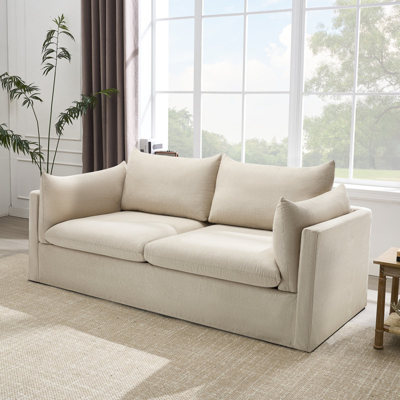 Canapé à accoudoirs carrés 81,3 po, Lin beige