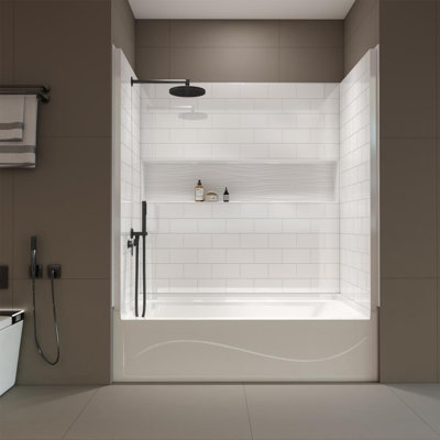 4-Piece Direct-to-Stud Alcove Tub Surround in White