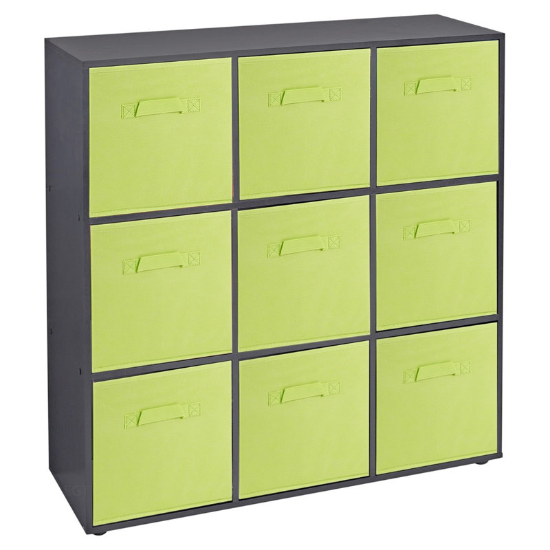 Milanna 90.5 cm H x 89 cm W Cube Bookcase, Black/Green