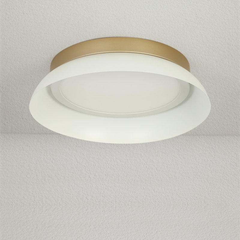 1 plafonnier encastré DEL 15,4 pouces 24 W à intensité variable 5 CCT blanc et or (paquet de 1), Blanc et or