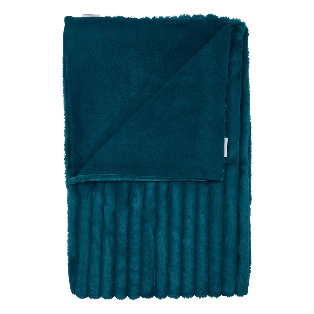 Cosy Ribbed Faux Fur Blanket Throw