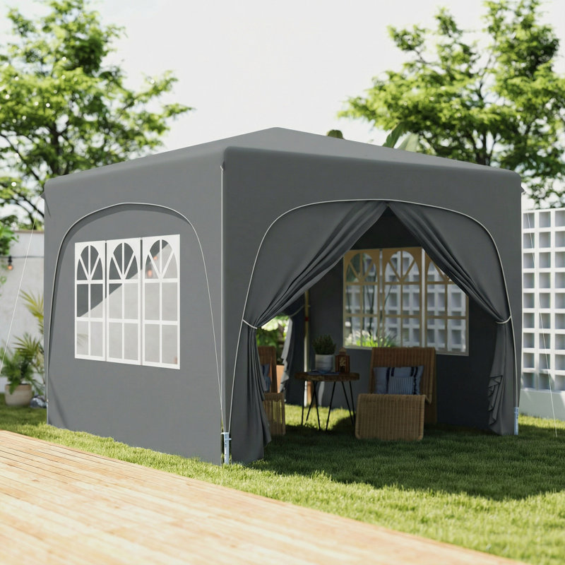 Outsunny 3 x 3(m) Pop Up Gazebo with Sides, Carry Bag, UPF50+, Dark Grey