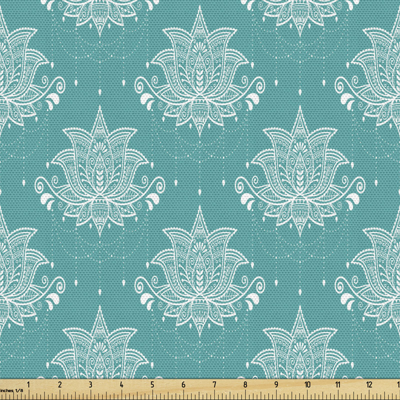 Tissu turquoise damassé, l 58 po x L 72 po