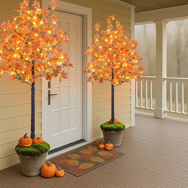  2 pièces décoratives d'automne 6 pi 240 pi avec lumière blanche