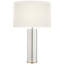 Lineham Cordless Table Lamp in Crystal and Polished Nickel with Linen Shade