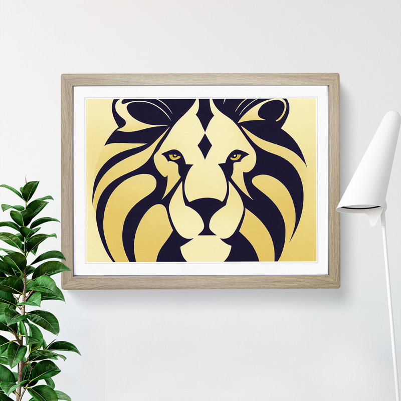 Lion Deco Vol.3 Abstract - Framed Print, 46cm H x 64cm W x 2cm D, Oak