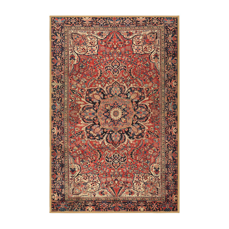Tapis bleu marine / rouge Nataniel, Rectangle 8 pi x 12 pi