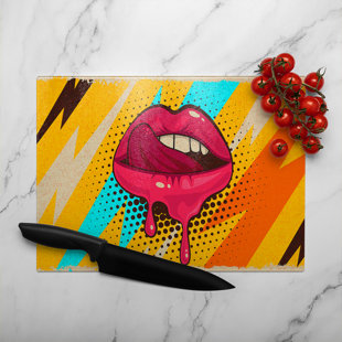 pop art retro vintage colorful background Designer Glass Chopping Board