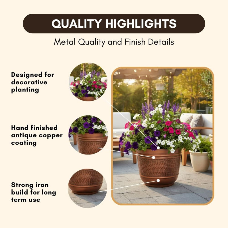 Handmade Pot Planter, 9" H x 12" W x 12" D