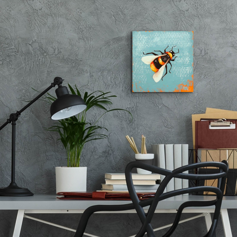 «Bee Peinture» par Lucia Stewart, art mural en verre acrylique, H 12 po x l 12 po x P 0,13 po