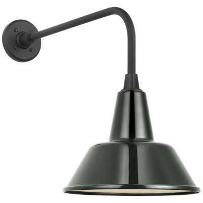 Thomas O'Brien, "Academy 20" Rex Barn Light in Matte Black with 12.5" Green Bowers Shade
