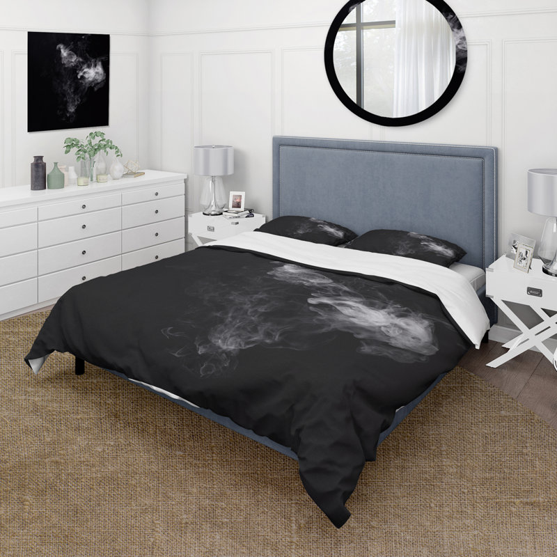 Cloud of Grey - Ensemble de housse de couette moderne en microfibre de polyester