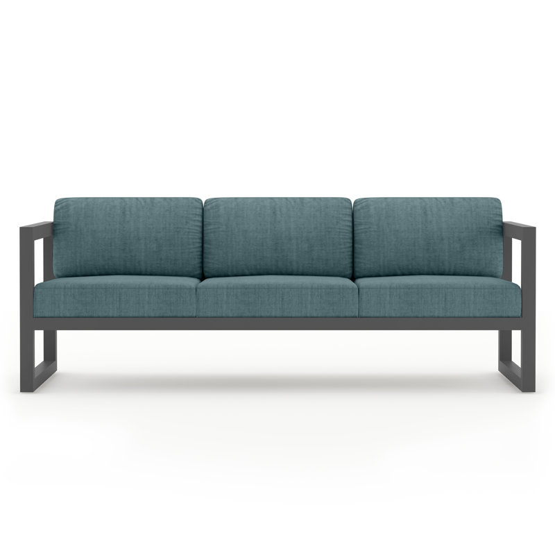 Avion 3 Piece Sofa Seating Group with Sunbrella Cushions, Cast Lagoon Sunbrella® Plainweave, Slate Gray
