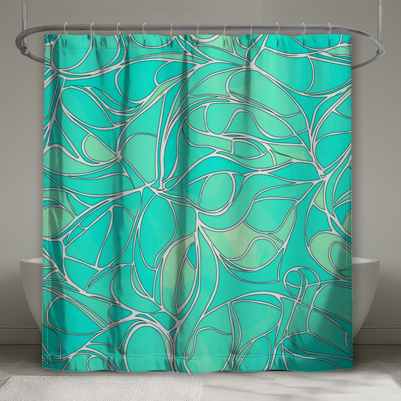 Rideau de douche abstrait - Art Modern Decor, H 84 po x l 70 po, Bleu abstrait géométrique