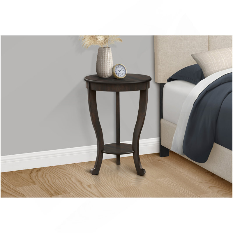 Table d'appoint, 2 niveaux, chambre à coucher, bout, lampe, table de chevet, ronde, table d'appoint, placage brun, traditionnel