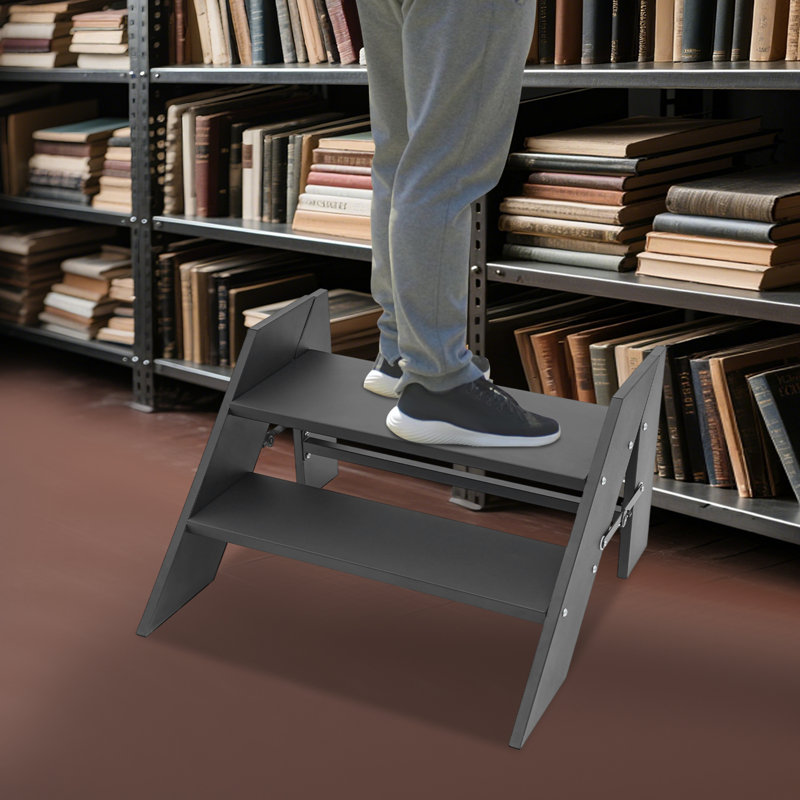 2-Step Modern Black Foldable RV Step Ladder