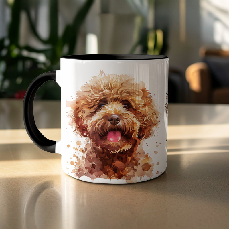 Adorable Watercolor Chihuahua Design 11oz Coffee Mug, 4, Black