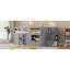 Lits avec rangement, lit double en bois aggloméré, lit mezzanine moderne pour enfants gris