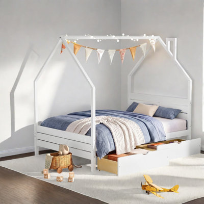 Lits pour enfants avec 2 tiroirs de rangement Montessori