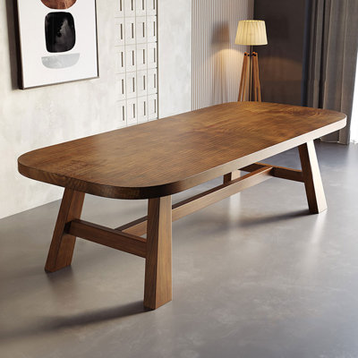 62.99" Nut-brown Rectangular Solid Wood Dining Table