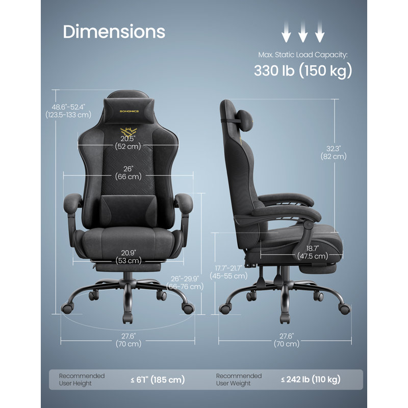 Office Chair with Headrest, Black
