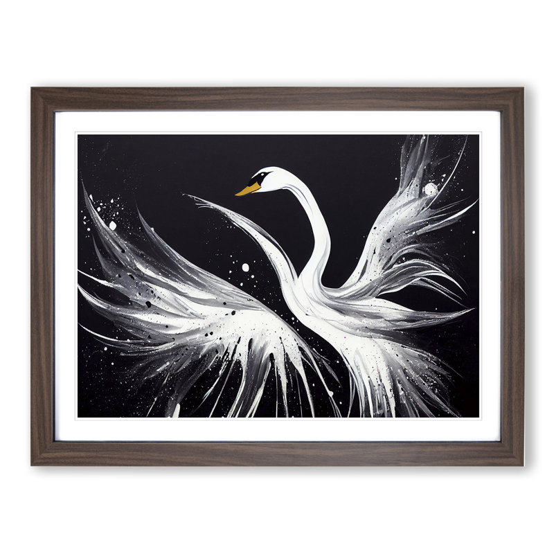 Splashed Swan Vol.2 Abstract - Framed Print, 34cm H x 46cm W x 2cm D, Walnut