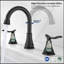 Robinet de lavabo de salle de bain à 2 poignées à 2 poignées avec robinet de lavabo noir mat à 3 trous et robinet pivotant à 360 ° 3007B-MB