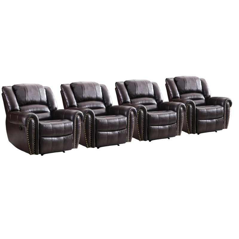 Fauteuil inclinable manuel standard de 40,9 po de large et surdimensionné en similicuir avec garniture cloutée (ensemble de 4)