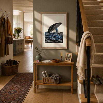Whale Rising Coastal - Framed Print