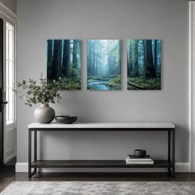 Ensemble de 3 tableaux sur toile « Ruisseau forestier » pour la décoration du salon, de la chambre et de la maison