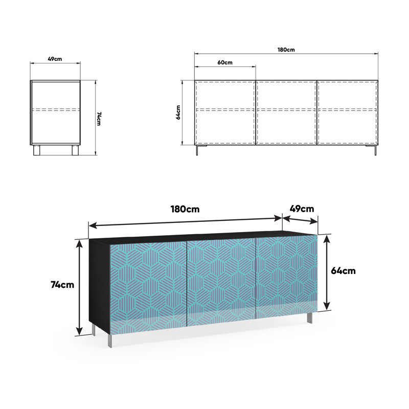 Bahena 3 - Door Rectangle Accent Cabinet, Blue