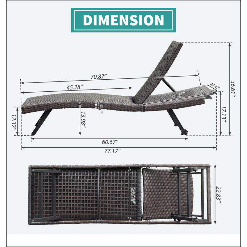 Chaise longue d'extérieur en osier 2 pièces
