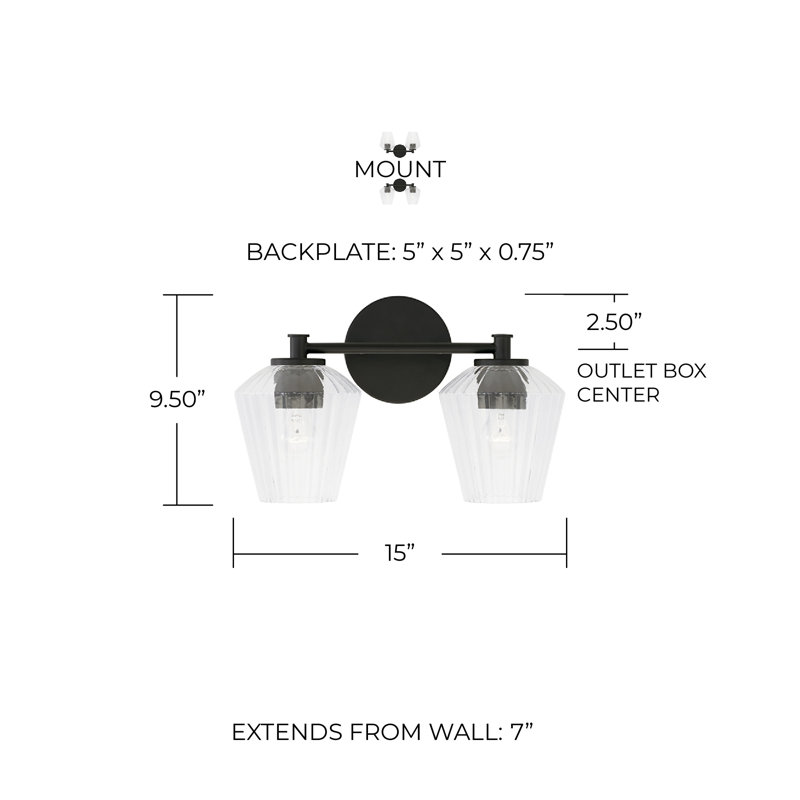 Depner 2 - Light Dimmable Vanity Light, Matte Black