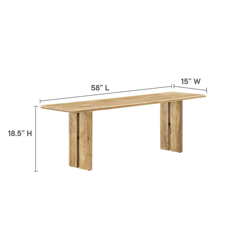 Amistad 72" Oak Solid Wood Dining Table and Bench Set
