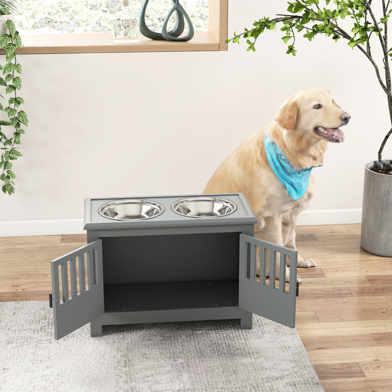 Bols de nourriture pour chien gris avec rangement - pour les chiens