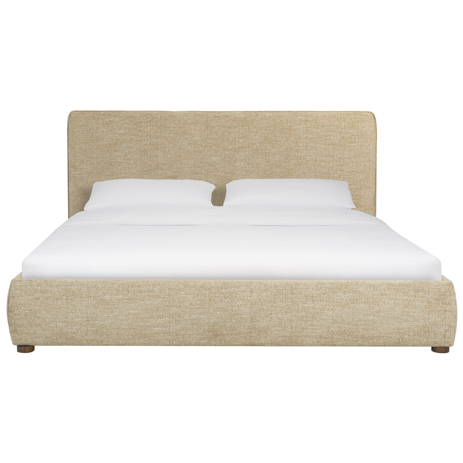 Callahan Linen Upholstered Bed, King, Brown Faux Sherpa