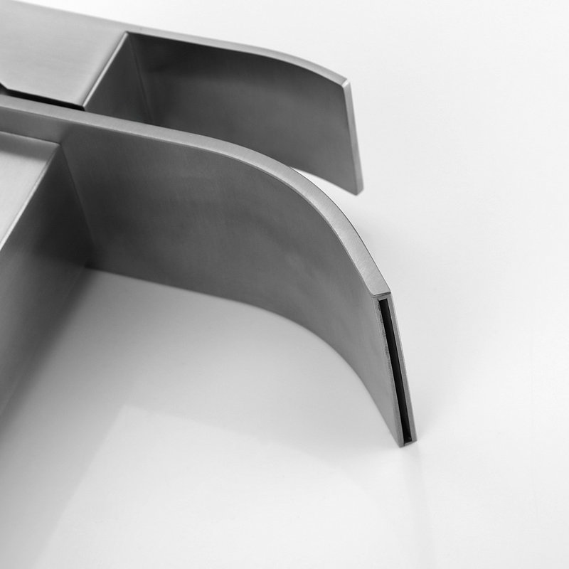 Brushed Nickel Waterfall Spout Vanity Faucet, Single Handle Stainless Steel For Stylish Bathroom Ornament In Elegant Design
