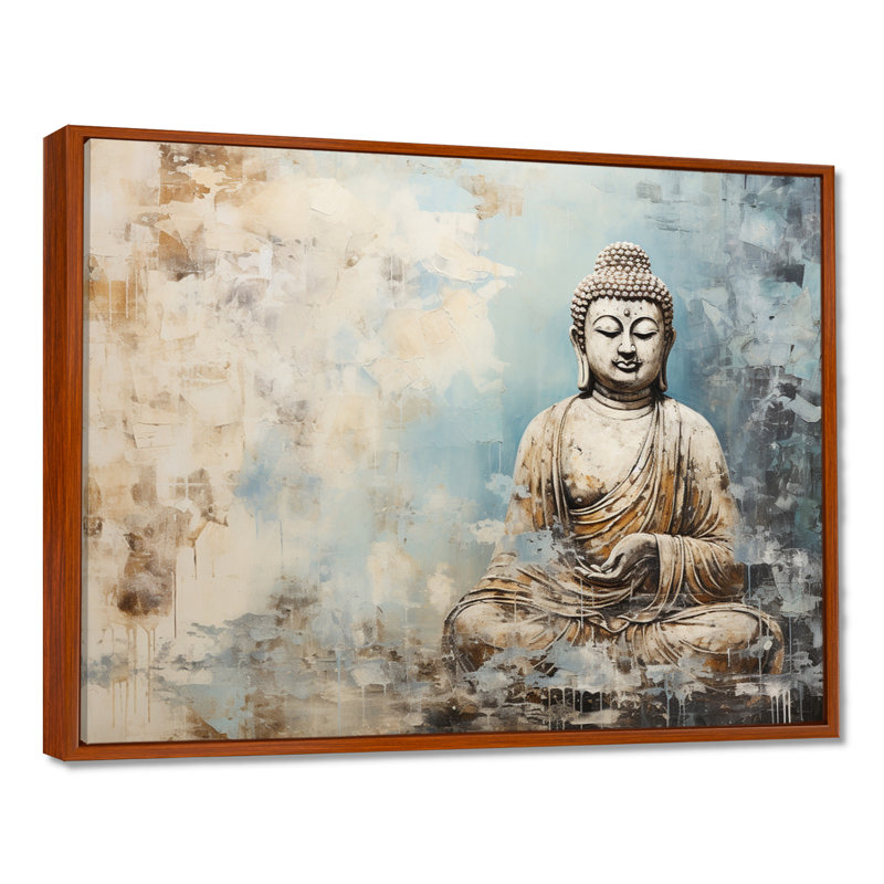 Statue simple bouddhisme - Art mural bouddhisme, H 12 po x l 20 po x P 1 po, Cadre flottant brun