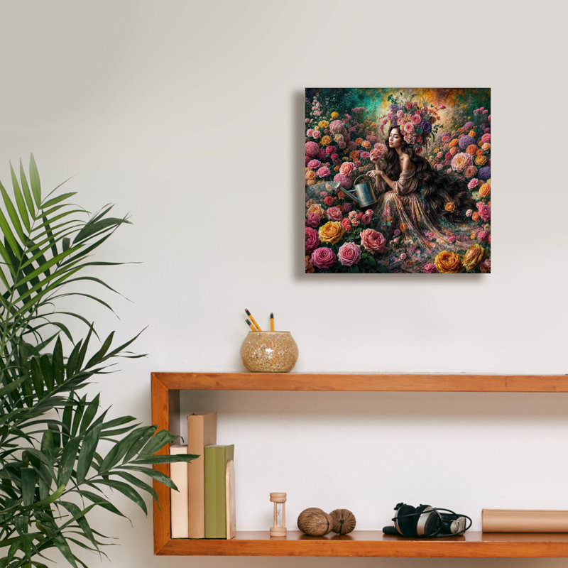 «Lush Rose Garden» par Rey Klimt, art mural sur toile, H 12 po x l 12 po x P 0,75 po