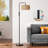 63'' Arched/arc Rattan Floor Lamp With Bulb And Remote Control Included