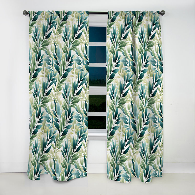 Leafy Tranquility Tropical Motif I - Rideau floral - Rideau occultant floral - 1 panneau, L 52 po x L 120 po