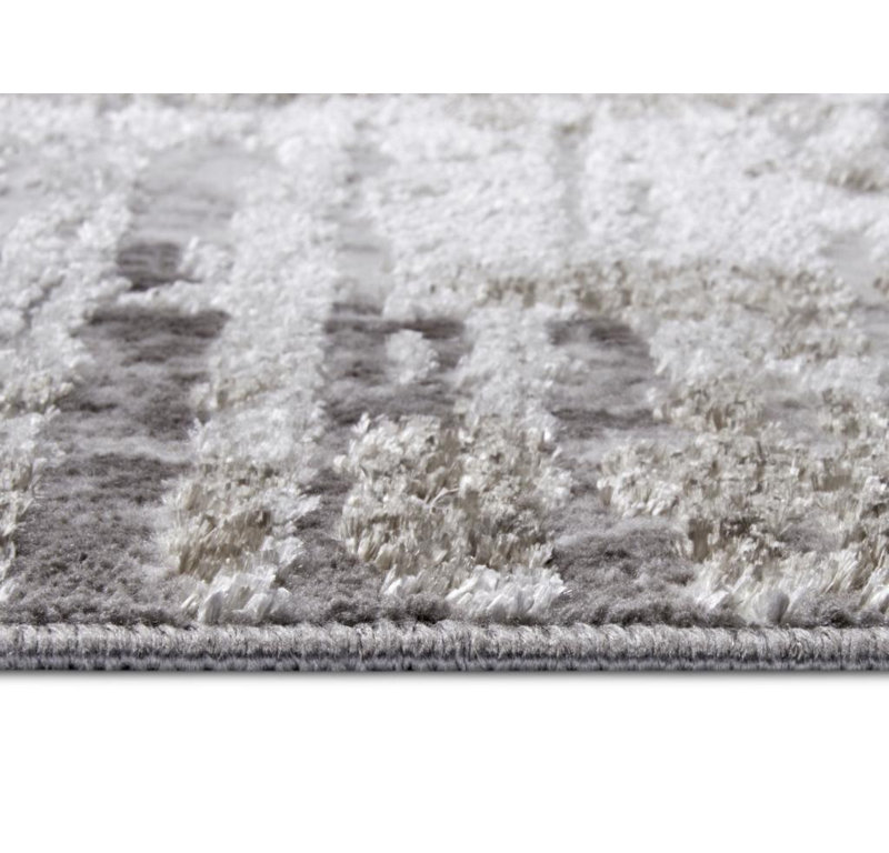 Shine Cream/Grey Rug, Rectangular 57 x 90cm