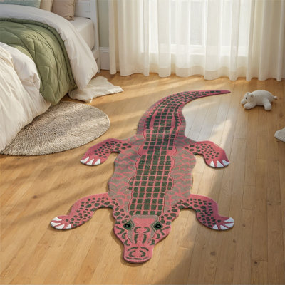 Tapis en laine en forme de crocodile touffeté