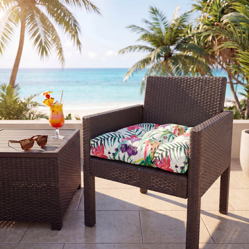  Italia Acrylic Outdoor Chair Cushion, Noumea Blanc
