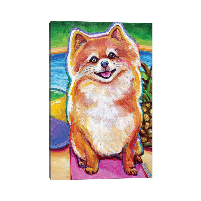 Poolside Pomeranian Pup by Robert Phelps - Gallery-Wrapped Canvas Giclée on Canvas, Canvas, 20.32 cm H x 30.48 cm W
