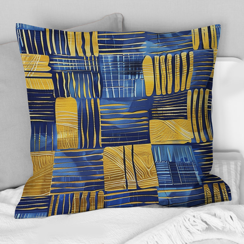 Coussin décoratif "Art délicat" bleu et africain, H 18 po x l 18 po, Carrée