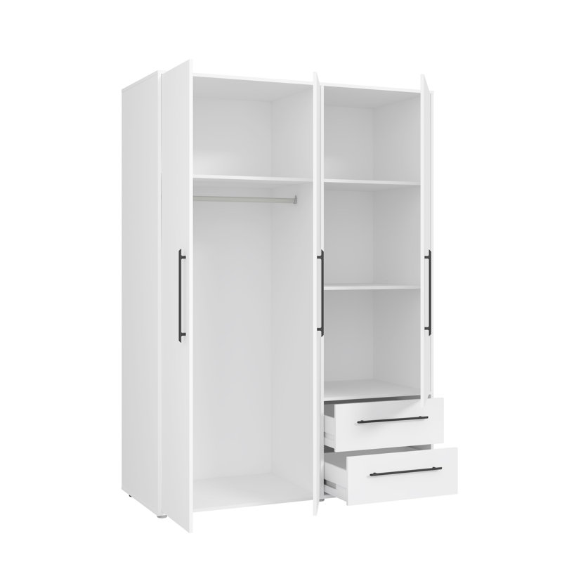 Mijah 3 Door Manufactured Wood Wardrobe, White