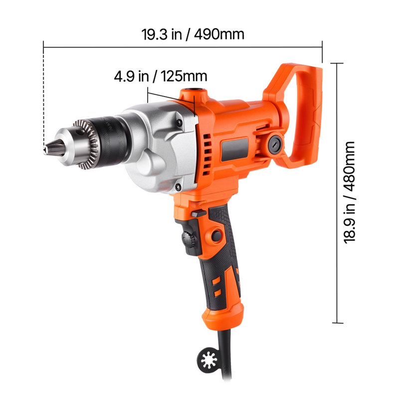 Mélangeur de perceuse électrique à cordon 5/8 pouces, outil de mélange à main à vitesse variable de 5,8 A de 1100 W avec poignée en D pour la peinture, le ciment et le fourrage