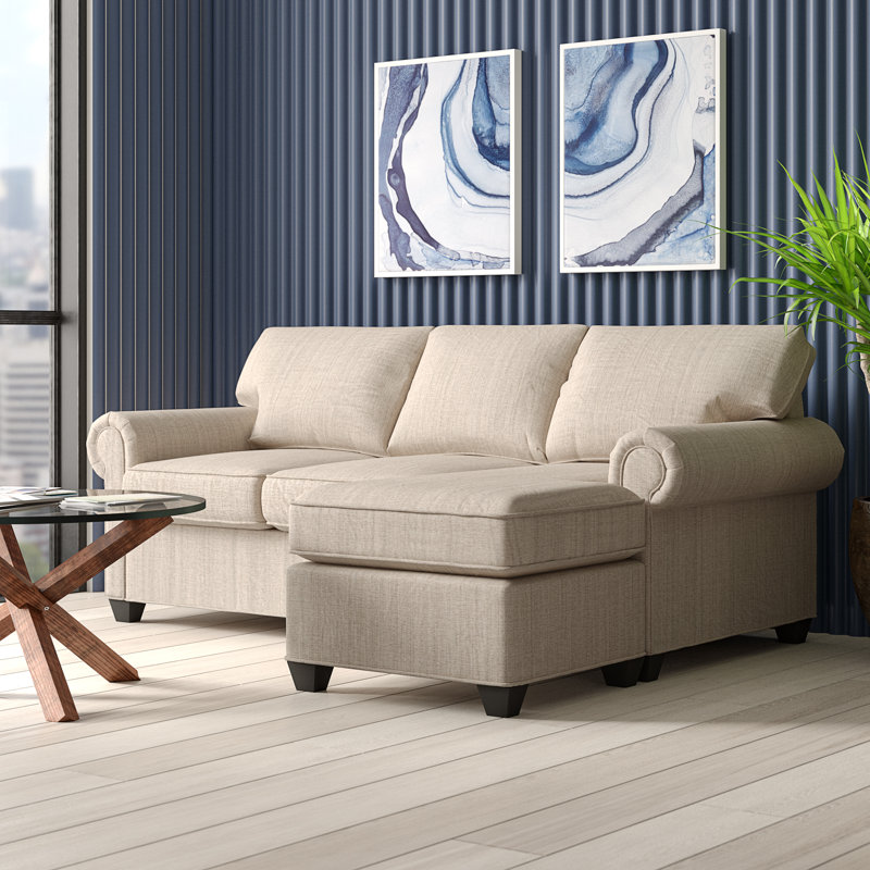Charlotte 86" Wide Reversible Sofa & Chaise with Ottoman, Antic Shell